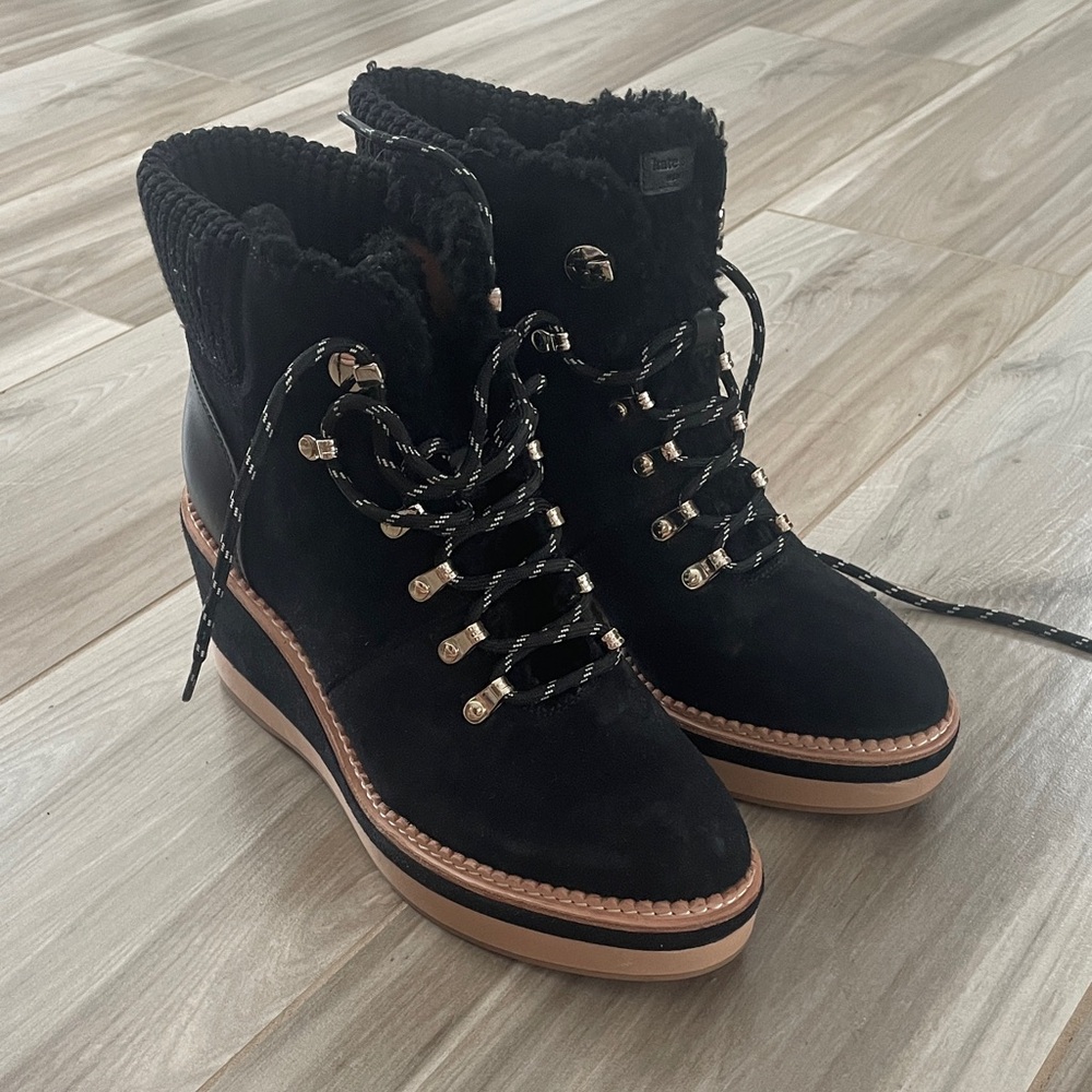 kate spade Black Lace-Up Ankle Boots